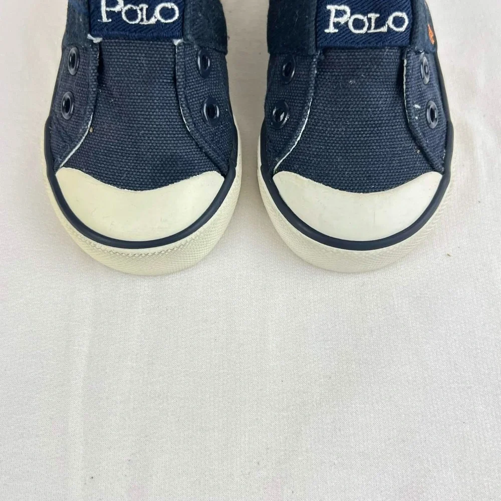 GUC Polo Ralph Lauren Navy Canvas Gardener Slip On Shoes Toddler Size 5